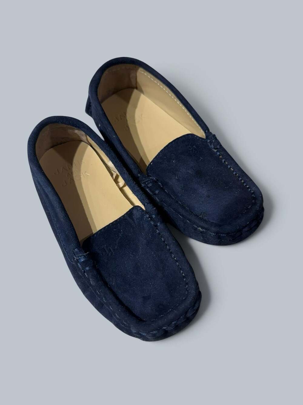 Janie And Jack Navy Suede Moccasins kids 5-7sz